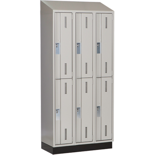 Concorde Heavy-Duty Lockers, 2 -tier, Bank of 3, 36" x 18" x 82", Steel, Grey, Welded (Assembled) Planification Entrepots Molloy