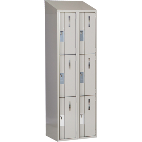 Concorde Heavy-Duty Lockers, 3 -tier, Bank of 2, 24" x 18" x 78", Steel, Grey, Welded (Assembled) Planification Entrepots Molloy