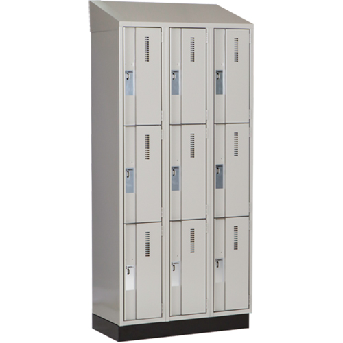 Concorde Heavy-Duty Lockers, 3 -tier, Bank of 3, 36" x 18" x 82", Steel, Grey, Welded (Assembled) Planification Entrepots Molloy
