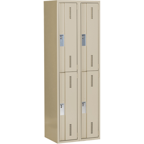 Casiers robustes Concorde, 2 niveaux, Bloc de 2, 24" x 18" x 72", Acier, Beige, Soud&eacute; (assembl&eacute;) Planification Entrepots Molloy