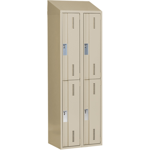 Concorde Heavy-Duty Lockers, 2 -tier, Bank of 2, 24" x 18" x 78", Steel, Beige, Welded (Assembled) Planification Entrepots Molloy