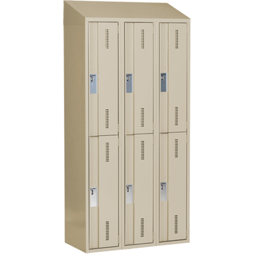 Concorde Heavy-Duty Lockers, 2 -tier, Bank of 3, 36" x 18" x 78", Steel, Beige, Welded (Assembled) Planification Entrepots Molloy