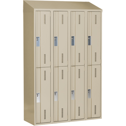Concorde Heavy-Duty Lockers, 2 -tier, Bank of 4, 48" x 18" x 78", Steel, Beige, Welded (Assembled) Planification Entrepots Molloy