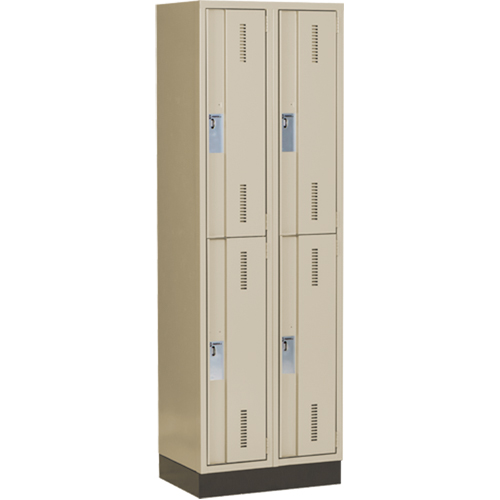 Concorde Heavy-Duty Lockers, 2 -tier, Bank of 2, 24" x 18" x 76", Steel, Beige, Welded (Assembled) Planification Entrepots Molloy