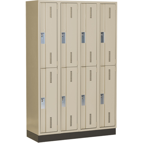Concorde Heavy-Duty Lockers, 2 -tier, Bank of 4, 48" x 18" x 76", Steel, Beige, Welded (Assembled) Planification Entrepots Molloy