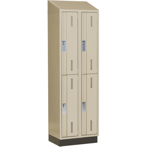 Concorde Heavy-Duty Lockers, 2 -tier, Bank of 2, 24" x 18" x 82", Steel, Beige, Welded (Assembled) Planification Entrepots Molloy