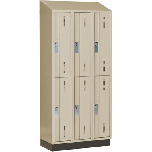 Concorde Heavy-Duty Lockers, 2 -tier, Bank of 3, 36" x 18" x 82", Steel, Beige, Welded (Assembled) Planification Entrepots Molloy