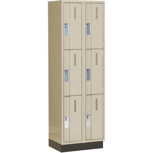 Concorde Heavy-Duty Lockers, 3 -tier, Bank of 2, 24" x 18" x 76", Steel, Beige, Welded (Assembled) Planification Entrepots Molloy