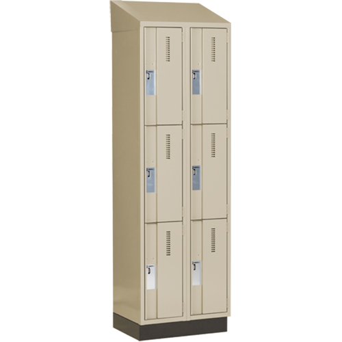 Concorde Heavy-Duty Lockers, 3 -tier, Bank of 2, 24" x 18" x 82", Steel, Beige, Welded (Assembled) Planification Entrepots Molloy