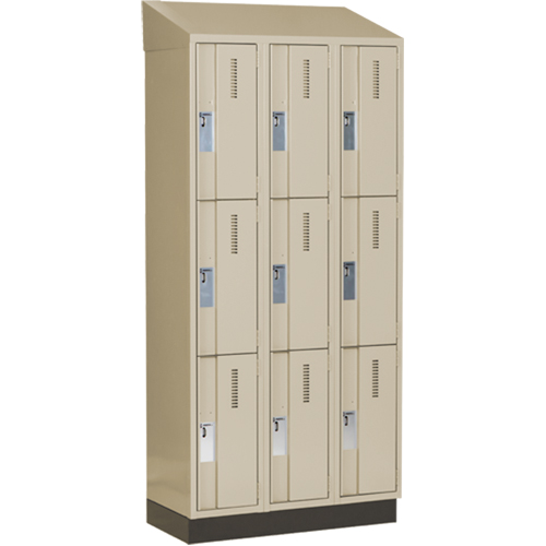 Concorde Heavy-Duty Lockers, 3 -tier, Bank of 3, 36" x 18" x 82", Steel, Beige, Welded (Assembled) Planification Entrepots Molloy