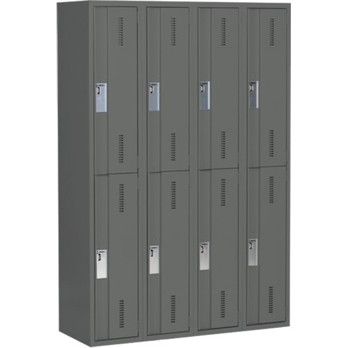 Concorde Heavy-Duty Lockers, 2 -tier, Bank of 4, 48" x 18" x 72", Steel, Charcoal, Welded (Assembled) Planification Entrepots Molloy