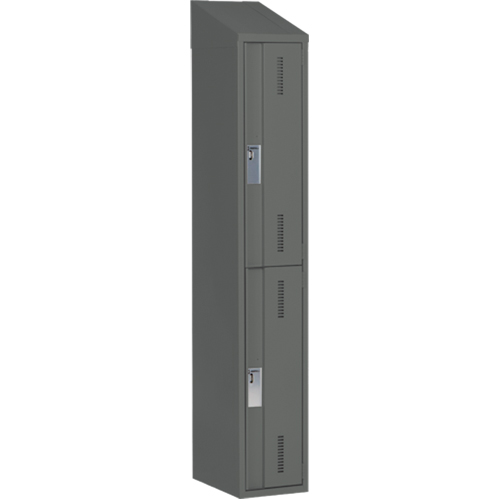 Concorde Heavy-Duty Lockers, 2 -tier, 12" x 18" x 78", Steel, Charcoal, Welded (Assembled) Planification Entrepots Molloy