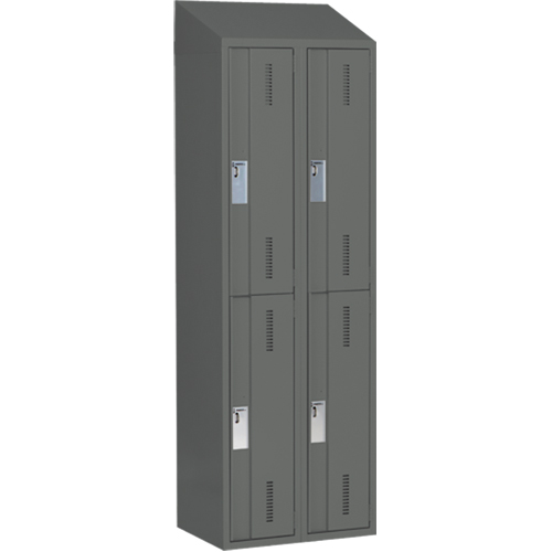 Concorde Heavy-Duty Lockers, 2 -tier, Bank of 2, 24" x 18" x 78", Steel, Charcoal, Welded (Assembled) Planification Entrepots Molloy