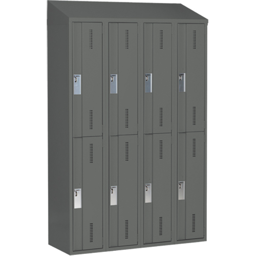 Concorde Heavy-Duty Lockers, 2 -tier, Bank of 4, 48" x 18" x 78", Steel, Charcoal, Welded (Assembled) Planification Entrepots Molloy