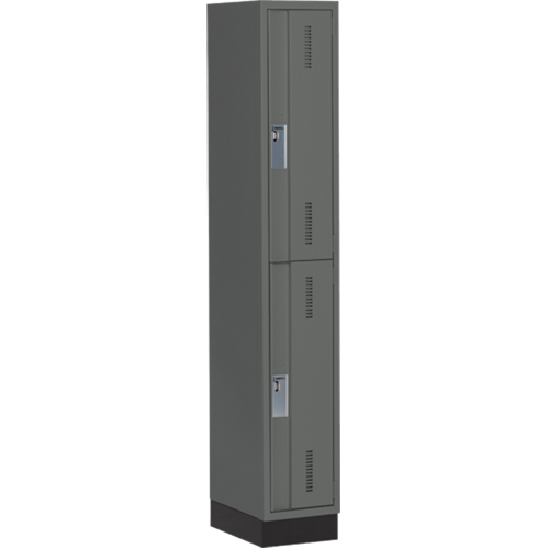 Concorde Heavy-Duty Lockers, 2 -tier, 12" x 18" x 76", Steel, Charcoal, Welded (Assembled) Planification Entrepots Molloy
