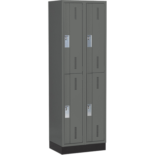 Concorde Heavy-Duty Lockers, 2 -tier, Bank of 2, 24" x 18" x 76", Steel, Charcoal, Welded (Assembled) Planification Entrepots Molloy
