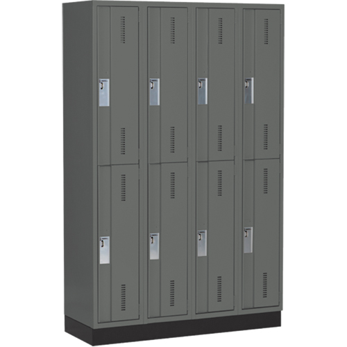 Concorde Heavy-Duty Lockers, 2 -tier, Bank of 4, 48" x 18" x 76", Steel, Charcoal, Welded (Assembled) Planification Entrepots Molloy