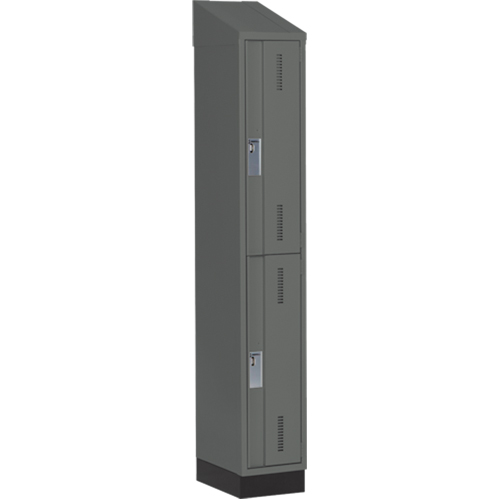 Concorde Heavy-Duty Lockers, 2 -tier, 12" x 18" x 82", Steel, Charcoal, Welded (Assembled) Planification Entrepots Molloy