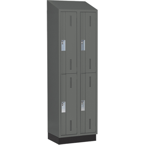 Concorde Heavy-Duty Lockers, 2 -tier, Bank of 2, 24" x 18" x 82", Steel, Charcoal, Welded (Assembled) Planification Entrepots Molloy