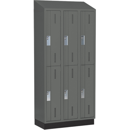 Concorde Heavy-Duty Lockers, 2 -tier, Bank of 3, 36" x 18" x 82", Steel, Charcoal, Welded (Assembled) Planification Entrepots Molloy
