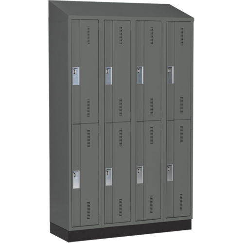 Concorde Heavy-Duty Lockers, 2 -tier, Bank of 4, 48" x 18" x 82", Steel, Charcoal, Welded (Assembled) Planification Entrepots Molloy