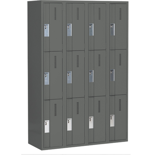 Casiers robustes Concorde, 3 niveaux, Bloc de 4, 48" x 18" x 72", Acier, Charbon, Soud&eacute; (assembl&eacute;) Planification Entrepots Molloy