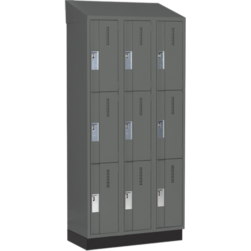 Concorde Heavy-Duty Lockers, 3 -tier, Bank of 3, 36" x 18" x 82", Steel, Charcoal, Welded (Assembled) Planification Entrepots Molloy