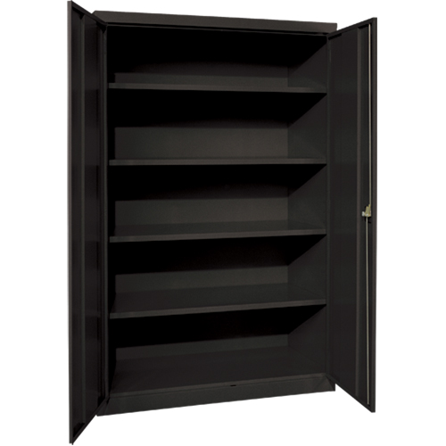 Deep Hi-Boy Storage Cabinet, Steel, 4 Shelves, 72" H x 36" W x 24" D, Black Planification Entrepots Molloy