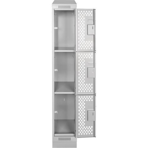 Casiers Clean Line, 3 niveaux, 12" x 12" x 72", Acier, Gris, Rivet (assembl&eacute;), Perfor&eacute; Planification Entrepots Molloy