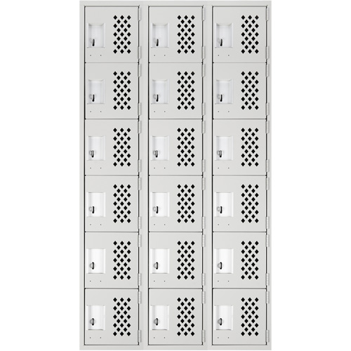 Clean Line Lockerettes, 6 -tier, Bank of 3, 18" x 72" x 12", Steel Planification Entrepots Molloy