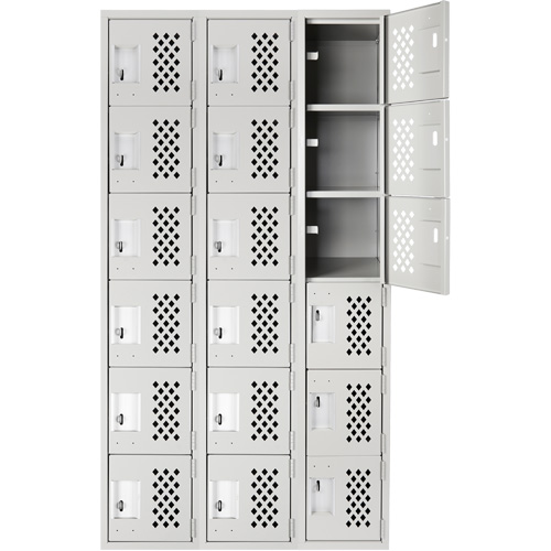 Clean Line Lockerettes, 6 -tier, Bank of 3, 18" x 72" x 12", Steel Planification Entrepots Molloy