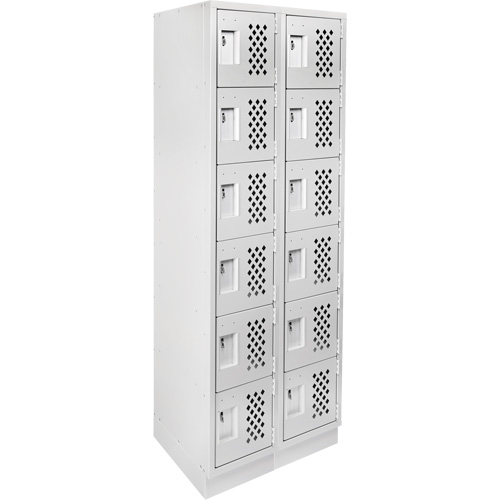 Assembled Lockerettes Clean Line Perforated Economy Lockers, 6 -tier, Bank of 2, 18" x 72" x 12", Steel Planification Entrepots Molloy