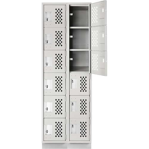 Assembled Lockerettes Clean Line Perforated Economy Lockers, 6 -tier, Bank of 2, 18" x 72" x 12", Steel Planification Entrepots Molloy