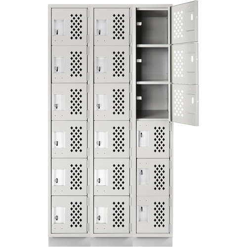 Assembled Lockerettes Clean Line Perforated Economy Lockers, 6 -tier, Bank of 3, 18" x 72" x 12", Steel Planification Entrepots Molloy