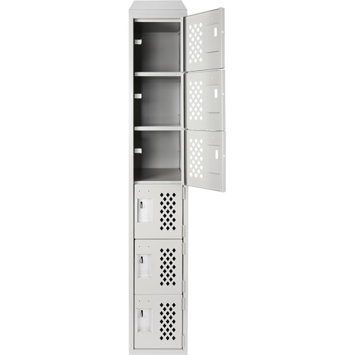 Assembled Lockerettes Clean Line Perforated Economy Lockers, 6 -tier, 18" x 72" x 12", Steel Planification Entrepots Molloy