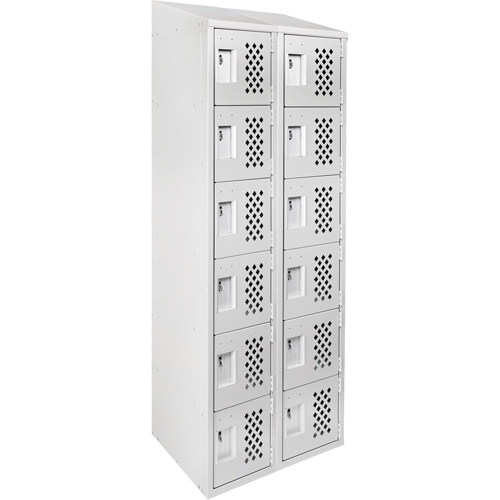 Assembled Lockerettes Clean Line Perforated Economy Lockers, 6 -tier, Bank of 2, 18" x 72" x 12", Steel Planification Entrepots Molloy