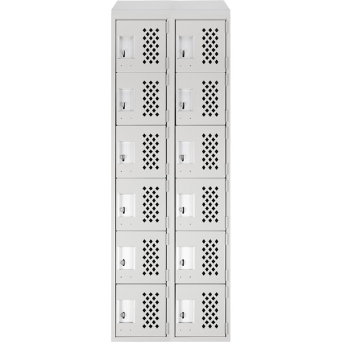 Assembled Lockerettes Clean Line Perforated Economy Lockers, 6 -tier, Bank of 2, 18" x 72" x 12", Steel Planification Entrepots Molloy