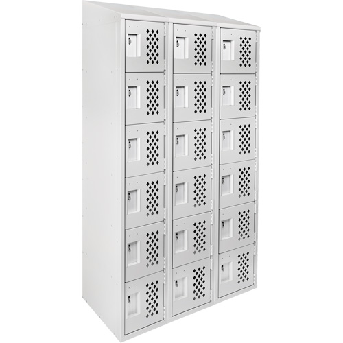 Assembled Lockerettes Clean Line Perforated Economy Lockers, 6 -tier, Bank of 3, 18" x 72" x 12", Steel Planification Entrepots Molloy