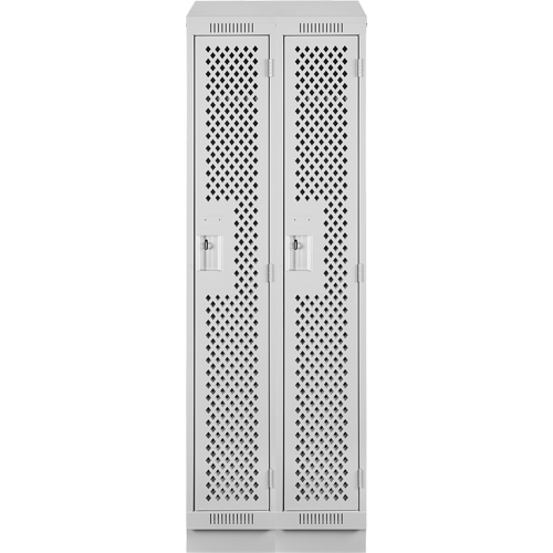 Clean Line Lockers, Bank of 2, 24" x 18" x 82", Steel, Grey, Rivet (Assembled), Perforated Planification Entrepots Molloy