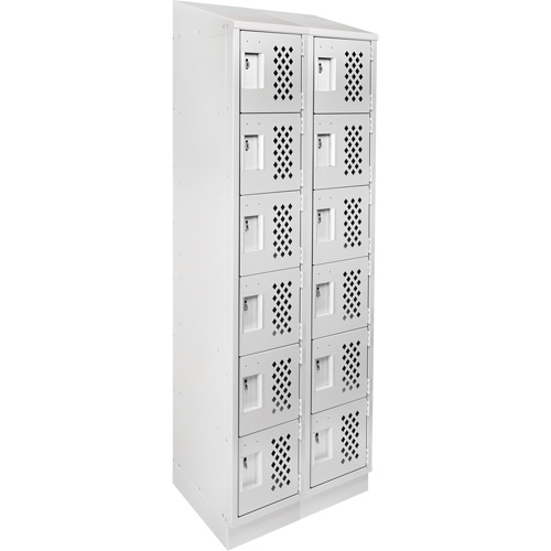 Assembled Lockerettes Clean Line Perforated Economy Lockers, 6 -tier, Bank of 2, 18" x 72" x 12", Steel Planification Entrepots Molloy