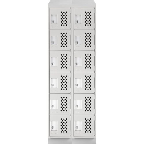Assembled Lockerettes Clean Line Perforated Economy Lockers, 6 -tier, Bank of 2, 18" x 72" x 12", Steel Planification Entrepots Molloy