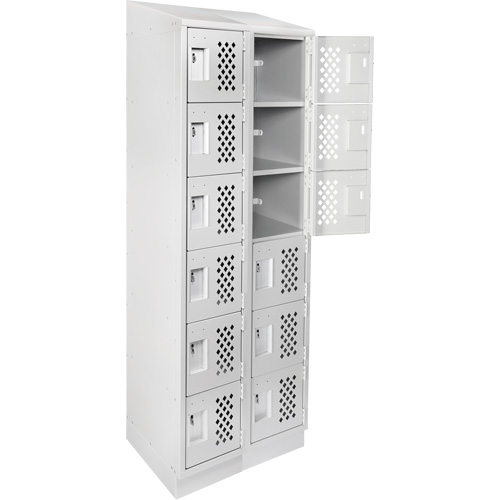 Assembled Lockerettes Clean Line Perforated Economy Lockers, 6 -tier, Bank of 2, 18" x 72" x 12", Steel Planification Entrepots Molloy