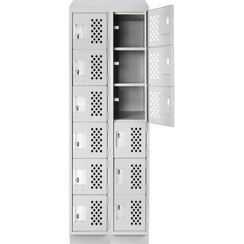 Assembled Lockerettes Clean Line Perforated Economy Lockers, 6 -tier, Bank of 2, 18" x 72" x 12", Steel Planification Entrepots Molloy