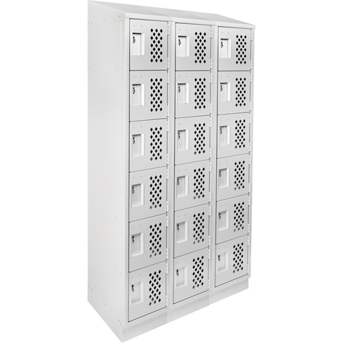 Assembled Lockerettes Clean Line Perforated Economy Lockers, 6 -tier, Bank of 3, 18" x 72" x 12", Steel Planification Entrepots Molloy