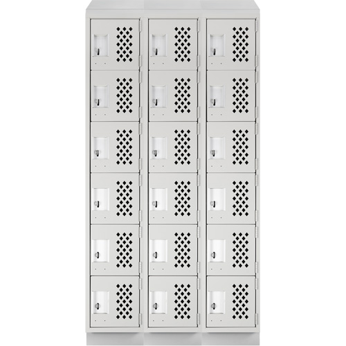 Assembled Lockerettes Clean Line Perforated Economy Lockers, 6 -tier, Bank of 3, 18" x 72" x 12", Steel Planification Entrepots Molloy