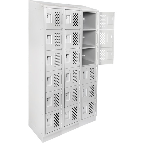 Assembled Lockerettes Clean Line Perforated Economy Lockers, 6 -tier, Bank of 3, 18" x 72" x 12", Steel Planification Entrepots Molloy