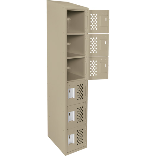 Assembled Lockerettes Clean Line Perforated Economy Lockers, 6 -tier, 18" x 72" x 12", Steel Planification Entrepots Molloy