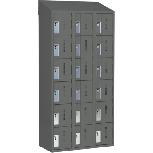 Concorde Heavy-Duty Lockers, 6 -tier, Bank of 3, 36" x 18" x 78", Steel, Charcoal, Welded (Assembled) Planification Entrepots Molloy