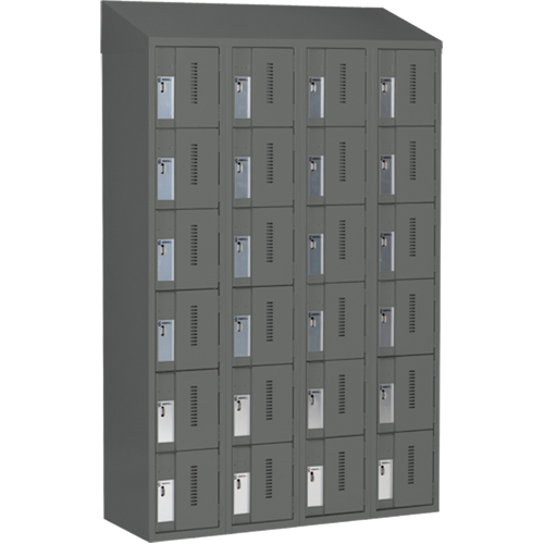 Concorde Heavy-Duty Lockers, 6 -tier, Bank of 4, 48" x 18" x 78", Steel, Charcoal, Welded (Assembled) Planification Entrepots Molloy