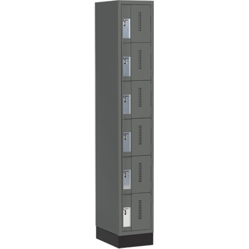 Concorde Heavy-Duty Lockers, 6 -tier, 12" x 18" x 76", Steel, Charcoal, Welded (Assembled) Planification Entrepots Molloy
